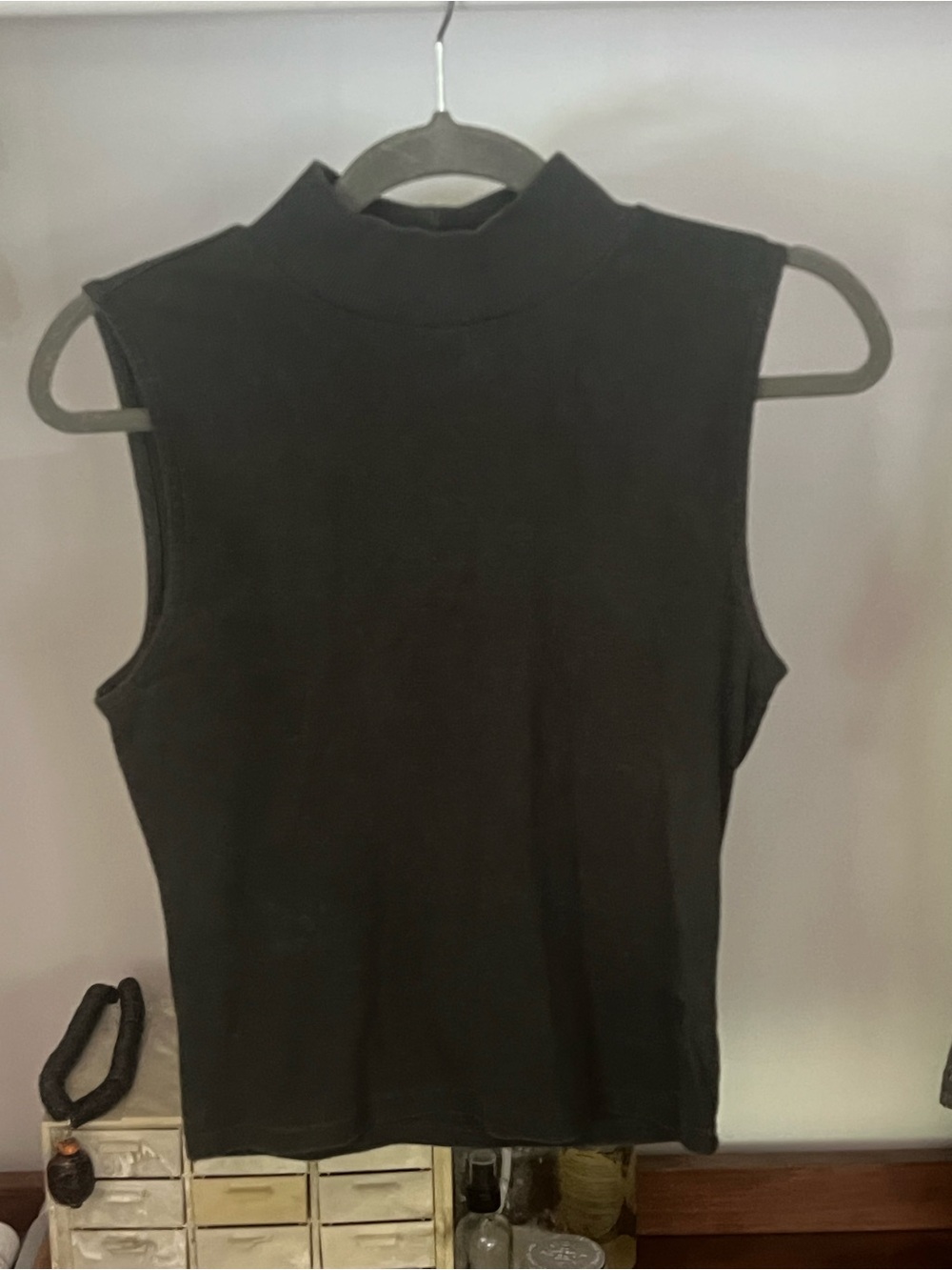 Sleeveless Mock Neck Top - hunter green